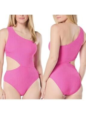 NWT Michael Michael Kors One Shoulder Cutout Pink Swimsuit Size 12